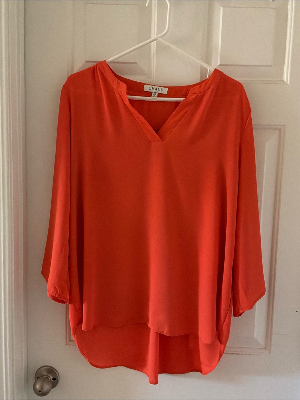 Chaus Women's Bright Orange V-Neck Blouse
